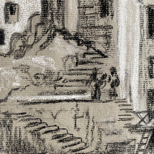 Load image into Gallery viewer, Framed charcoal drawing of wharf