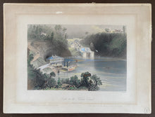 Load image into Gallery viewer, Hand coloured engraving from 1841: Locks on the Rideau Canal, Bytown (Ottawa) by W. H. Bartlett