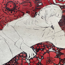 Load image into Gallery viewer, Close up of etching by Rita Briansky  showing young girl.