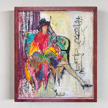 Load image into Gallery viewer, Seated woman with hat / Oil on canvas painting
