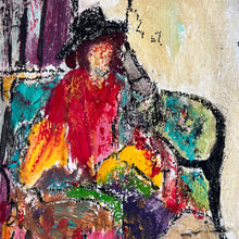 Load image into Gallery viewer, Seated woman with hat / Oil on canvas painting
