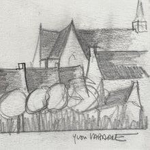 Load image into Gallery viewer, Drawing of a village by Yvon Labarre
