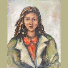 Load image into Gallery viewer, Portrait of a young girl by Rita Joubert (oil painting, 1980)
