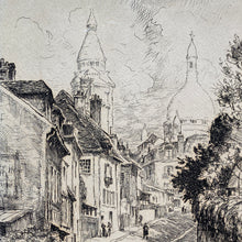 Load image into Gallery viewer, Etching of Sacré Coeur / Montmartre in Paris by Andor de Szekely (1920s)
