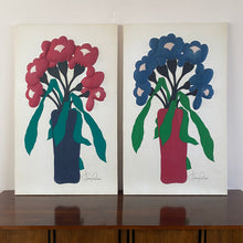 Load image into Gallery viewer, Large textile art: “Blue Iris” and “Red Iris”
