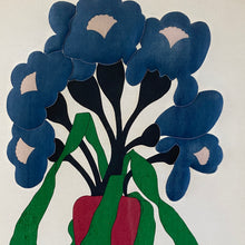 Load image into Gallery viewer, Large textile art: “Blue Iris” and “Red Iris”
